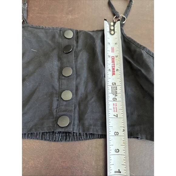 Mags & Pye Black Smocked Crop Top With Button Front & Adjustable Straps Womens S - Picture 5 of 6